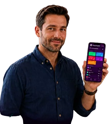 Sales rep confidently using the TracPoint app on his phone
