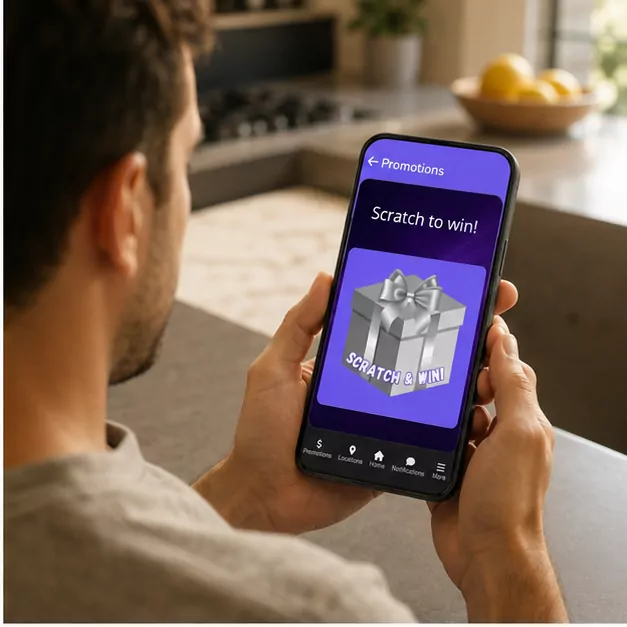Scratch-n-win promotion on a customer's phone