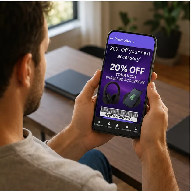 Serialized barcode promotion for a wireless accessory discount
